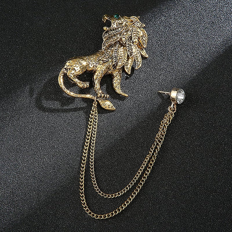 XUN Zhe Vintage Animal Tassel Chain Lapel Pin for Men Women - Punk, Buck, Suit, Tie - Deer, Ram, Owl Rhinestone Collar Chain Pin for Boyfriend Gifts - Image 3